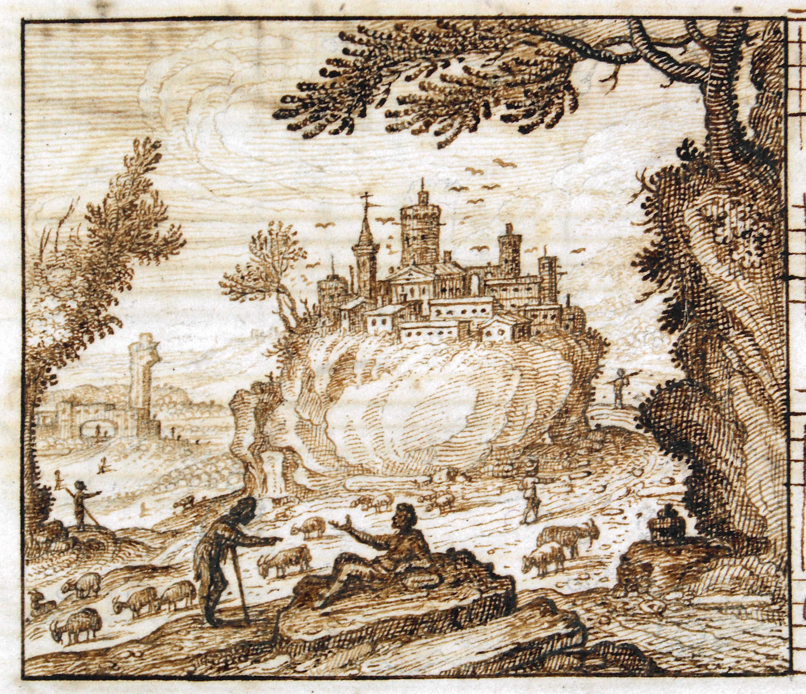 Shepherds resting in the countryside